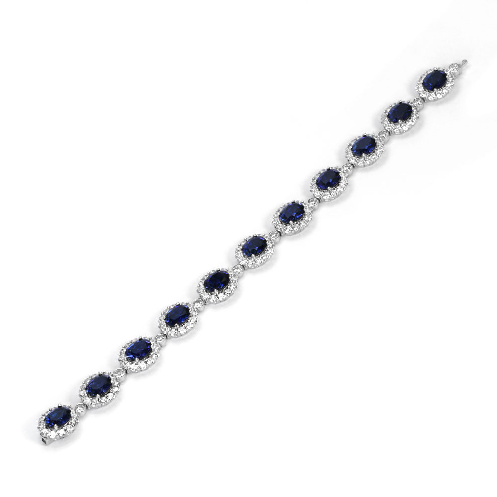 Royal Blue Sapphire Halo Bracelet RB-01 | Jewelry Rental - LeCaine Gems