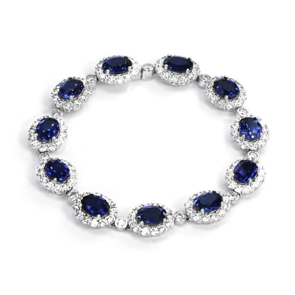 Royal Blue Sapphire Halo Bracelet RB-01 | Jewelry Rental - LeCaine Gems