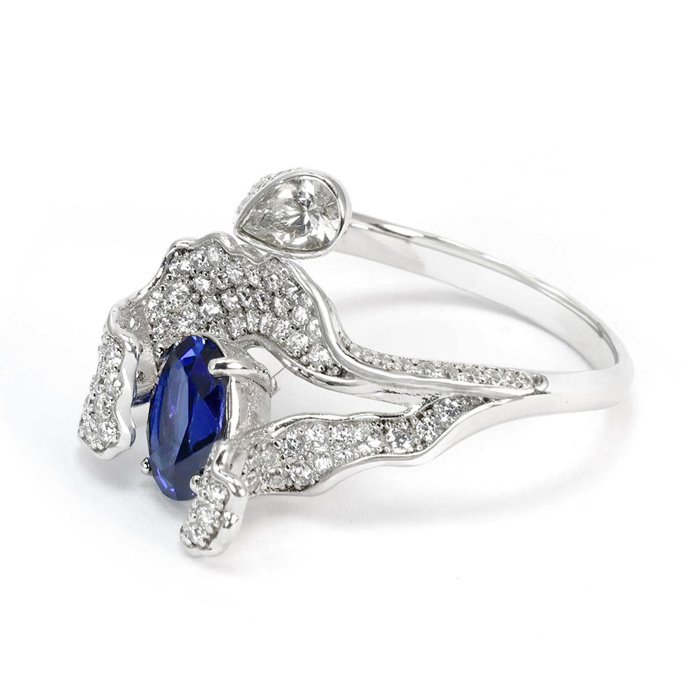 Royal Blue Sapphire Flower Ring RR-04 | Jewelry Rental - LeCaine Gems