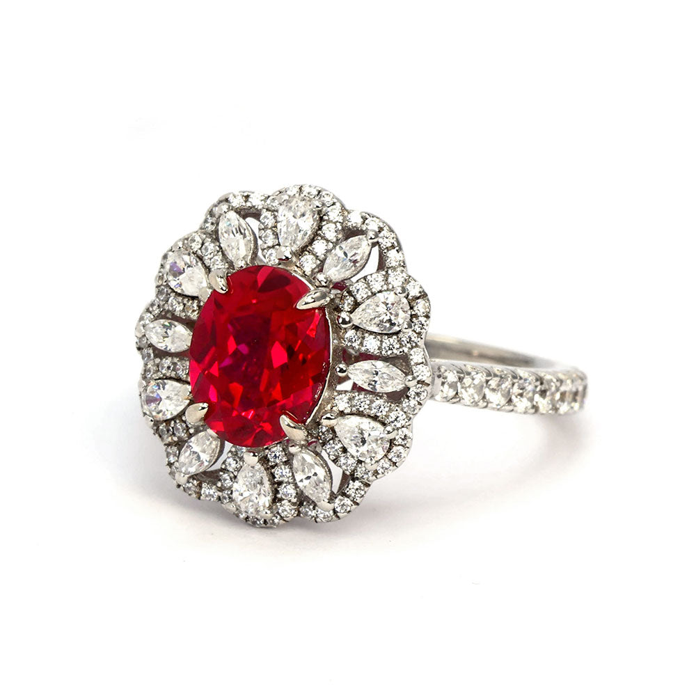 Ruby Halo Ring RR-05 | Jewelry Rental - LeCaine Gems
