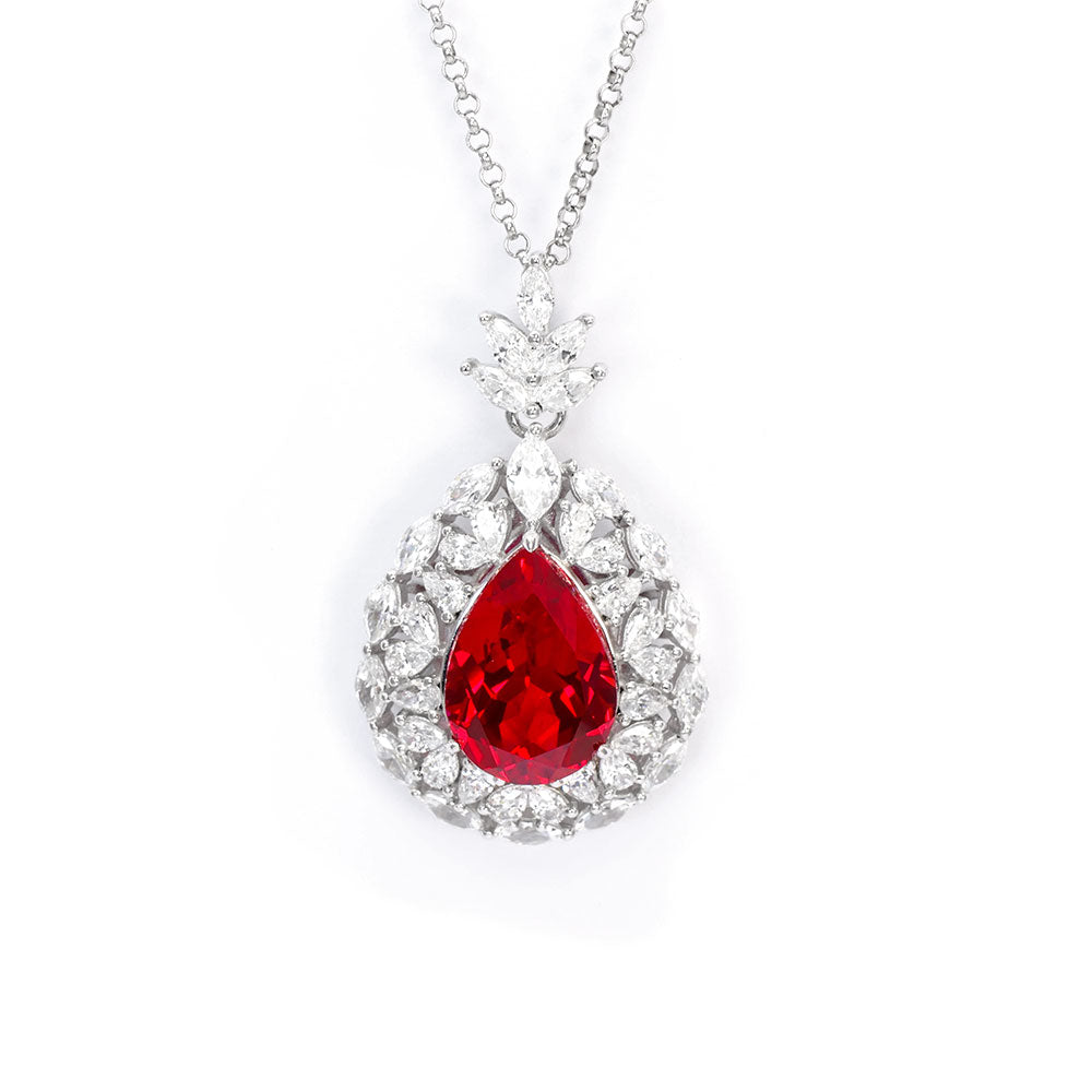 Ruby Halo Necklace RN-07 | Jewelry Rental - LeCaine Gems