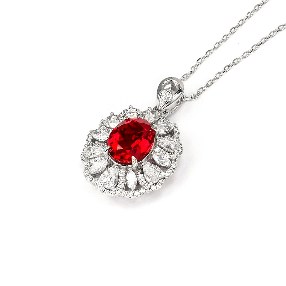 Ruby Halo Necklace RN-06 | Jewelry Rental - LeCaine Gems