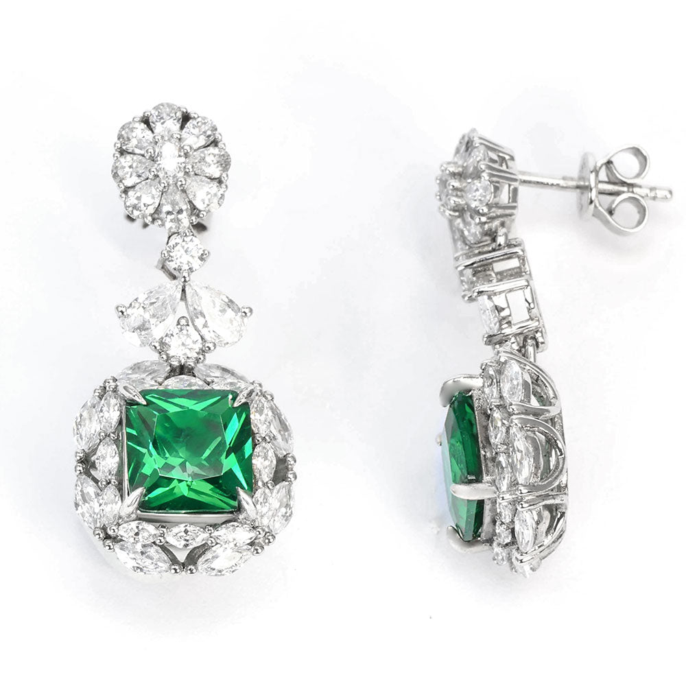 Emerald Halo Earrings RE-03 | Jewelry Rental - LeCaine Gems