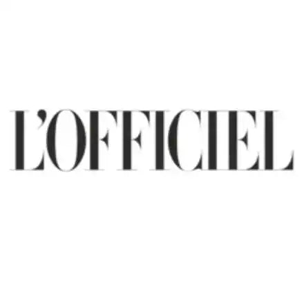 L’OFFICIEL logo in black serif typography.