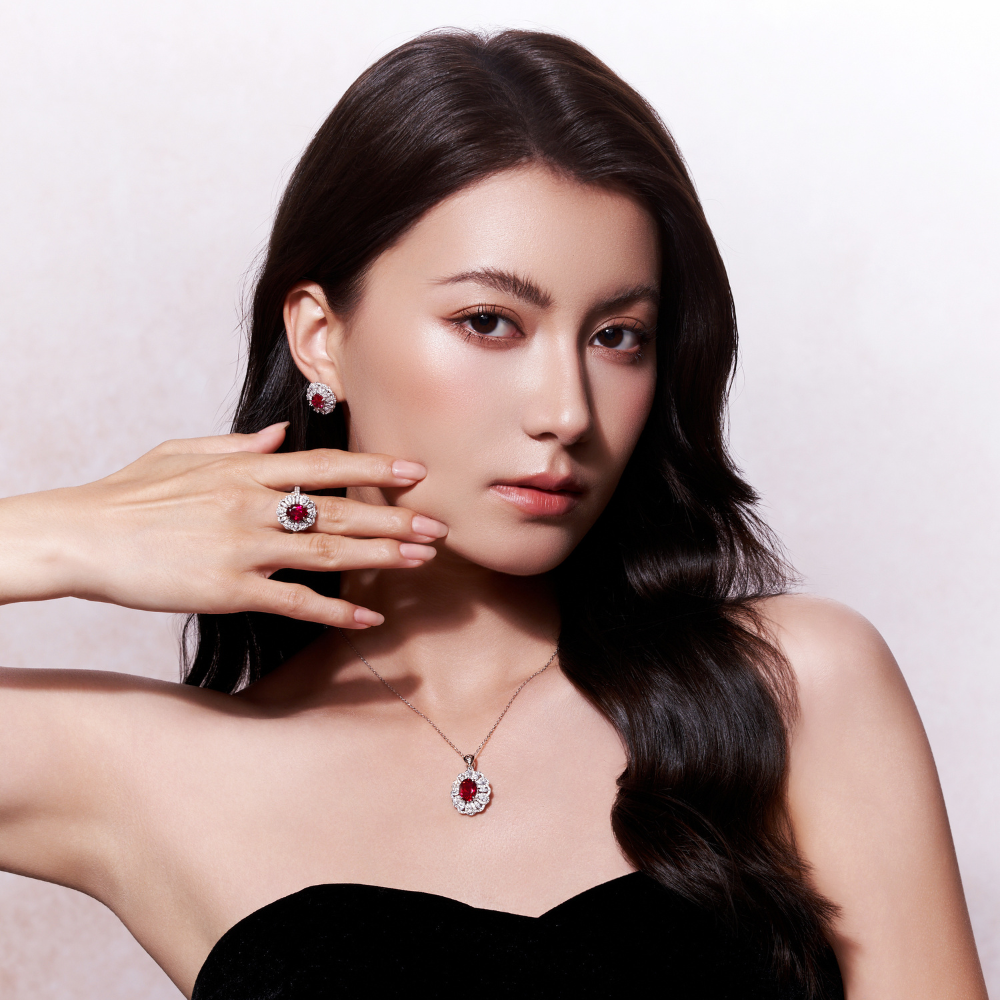 Ruby Halo Ring RR-05 | Jewelry Rental - LeCaine Gems