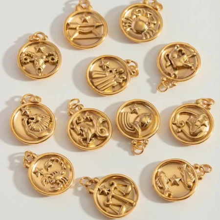 Uworld 316 Stainless Steel 12 Constellation Charms Waterproof Golden Jewelry for DIY Necklace Bracelet Jewelry Making