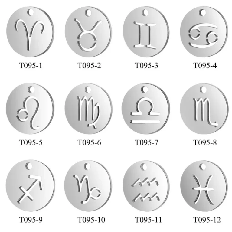 12Pcs/lot Stainless Steel Zodiac 12 Constellation Charm DIY Jewelry for Bracelet Necklace Jewelry Making Tag