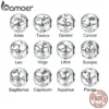 BAMOER 12 Constellation Zodiac Round Metal Beads for Women Bracelet Shining CZ Charm fit Original Silver 925 Bangle SCC1218