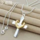 DOTEFFIL 925 Sterling Silver 18 Inch Snake Chain Cross Heart Pendant Necklace For Woman Wedding Engagement Party Charm Jewelry