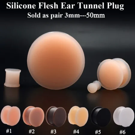 1 Pair Silicone Flexible Thick Ear Flared Plugs Solid Flesh Tunnel Big Size Ear Gauge Expandar Ear Piercing Jewelry 3mm-50mm