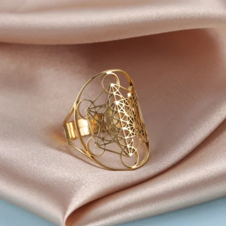 Skyrim Angel Seal Archangel Metatron Cube Ring Women Stainless Steel Sacred Geometry Rings Amulet Religious Spiritual Jewelry