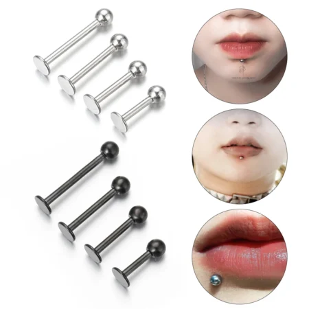1Pair 6-12mm Tragus Ear Piercing Helix Bar Ball Stainless Steel Labret Lip Bar Rings Stud Cartilage Body Party Jewelry