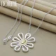 DOTEFFIL 925 Sterling Silver 18 Inch Chain Flower Pendant Necklace For Women Wedding Engagement Fashion Charm Jewelry