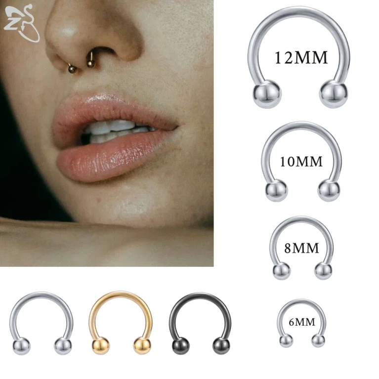 ZS 1 PC 316L Stainless Steel Nose Ring 14G 16G Nose Piercings Helix Ear Piercing Women Men Septum Rings Body Piercing Jewelry