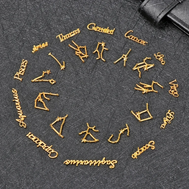 12 Constellation Resin Metal Material Epoxy Mold Twelve Zodiac Signs Open Bezel Charm Bracelet Necklace Jewelry Making