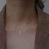 Hot Sale 925 Sterling Silver Necklace Simple Geometric Cubic Zircon Necklace Shiny Exquisite Clavicle Chain Ladies Fashion Jewel
