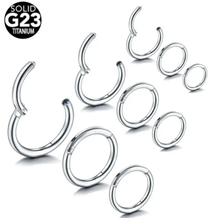 1PC Titanium Nose Hoop Septum Piercing Clicker 18G Hinged Segment Rings Lip Helix Daith Conch Cartilage Earrings Sexy Jewelry