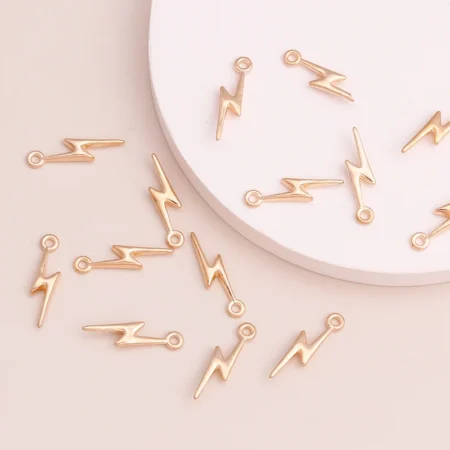 Leslie 40pcs Small Gold Color Lightning Charms Beads for Pendants Necklaces Handmade Bracelets 20x6mm Jewelry Accessories