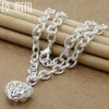 DOTEFFIL 925 Sterling Silver Heart Charm Pendant Necklace Exquisite Senior For Woman Wedding Party Jewelry Gift