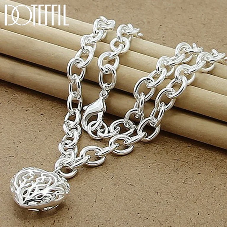 DOTEFFIL 925 Sterling Silver Heart Charm Pendant Necklace Exquisite Senior For Woman Wedding Party Jewelry Gift