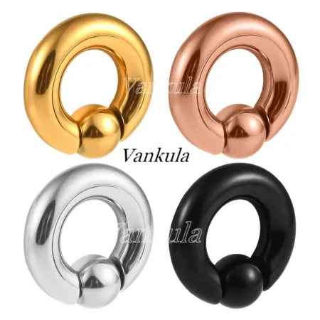 Vankula 2pcs Ear Plug Tunnels 316L Stainless Steel Piercing Captive Hoop Ear Gauges Weights for Flesh Piercing Body Jewelry