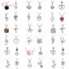 4pcs/Lot Dainty Female Zircon Crystal Jewelry Pendant 925 Sterling Silver For Women Luxury Geometry Wedding Chain Necklace