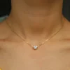 Single Stone Solitaire Cz Cubic Zirconia Delicate Dainty Box Chain 925 Sterling Silver Bezel Heart Single Stone Star Necklace