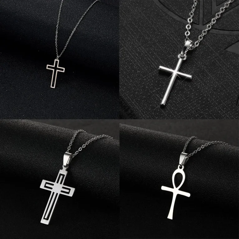 Fashion Cross Pendant Necklace For Women Men Trendy Style Metal Choker Clavicle Chain Party Statement Jewelry Female Gift Collar