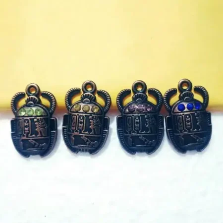 4style Bronze Egyptian Scarab With Rhinestones Pendant Charms for Jewelry Making Handmade Bracelet Necklace Earrings Accessories