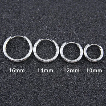 Gold Color Small Hoop Earrings Stainless Steel Circle Round Huggies for Women Men 2024 Ear Ring Bone Buckle Fashion Jewelry 20MM