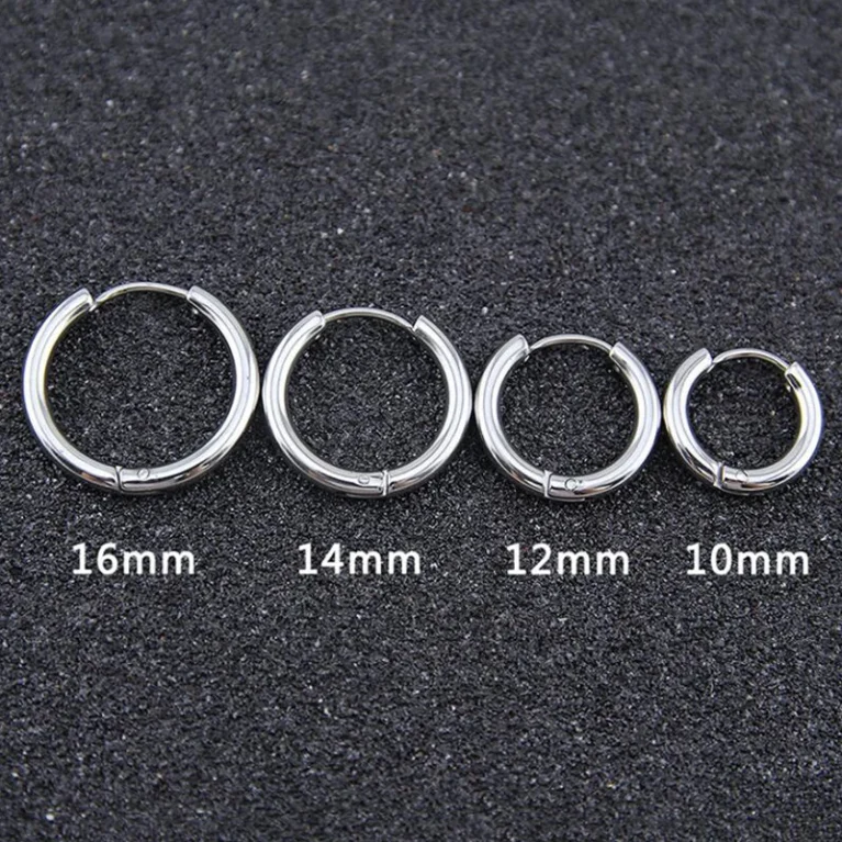 Gold Color Small Hoop Earrings Stainless Steel Circle Round Huggies for Women Men 2024 Ear Ring Bone Buckle Fashion Jewelry 20MM