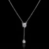 Big Bling Water Drop Pendant Real 925 Sterling Silver Long Chain Necklace for Women Fashion Jewelry Cute Statement Necklace