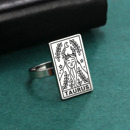 Skyrim Women's Ring Zodiac 12 Constellation Stainless Steel Jewelry Vintage Taurus Leo Libra Men Finger Rings 2025 Trend Gift