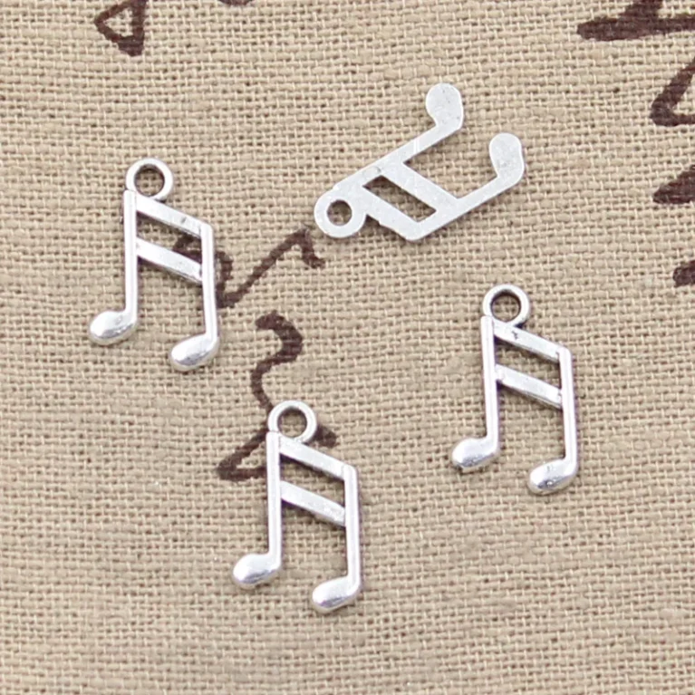 100pcs Charms Lovely Musical Note 13x8mm Antique Silver Color Plated Pendants Making DIY Handmade Tibetan Silver Color Jewelry