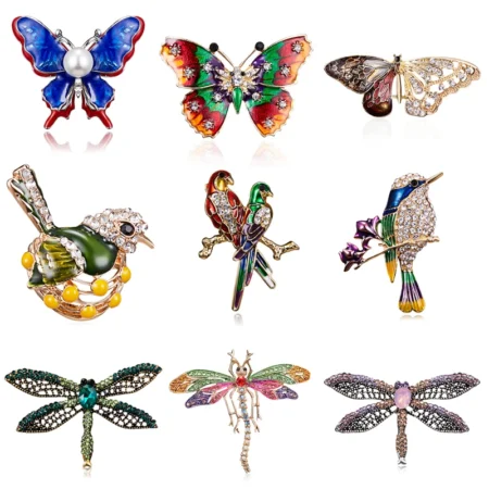 Butterfly Bird Enamel Brooches Women Fashion Metal Insects Wedding Party Banquet Brooch Pins Wedding Bride Jewelry Best Gifts