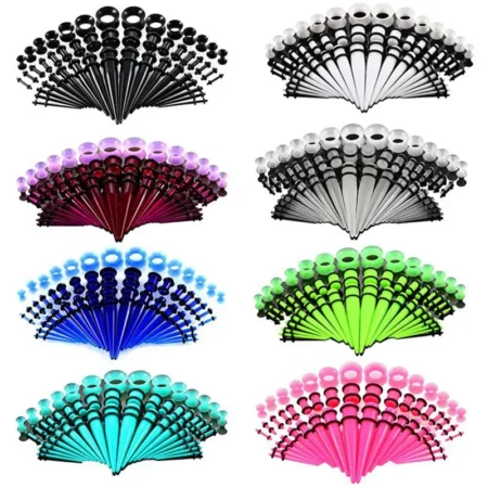50pcs Acrylic Ear Gauge Taper And Plug Stretching Kits Mixed Color Ear Flesh Tunnel Expansion Body Piercing Jewelry