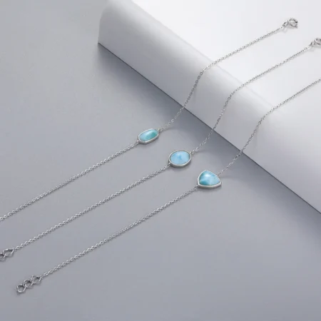 Jewelry Charm 925 Sterling Silver Larimar Woman Bangle New 2021 Wholesale Fashion For Party TRENDY Oval Triangle Bracelet Gift