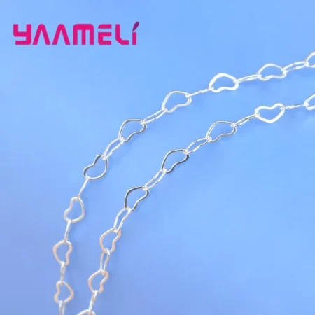 Korea Stylish Top Quality 18/24 Inch Genuine 925 Sterling Silver Heart Design Necklace Chains Romantic Jewelry