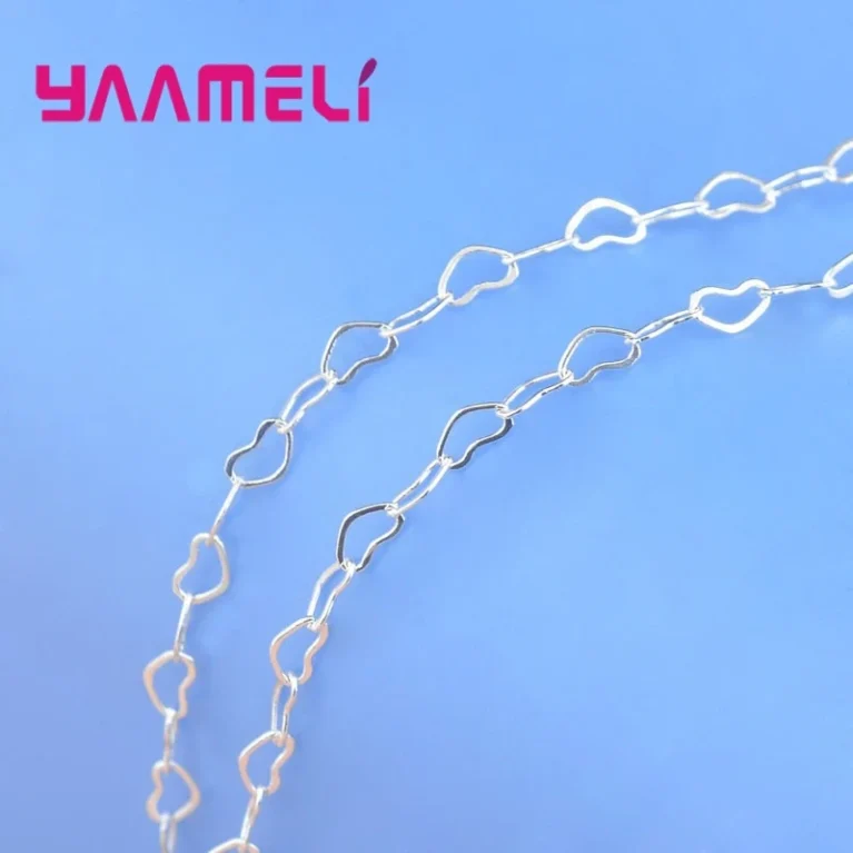 Korea Stylish Top Quality 18/24 Inch Genuine 925 Sterling Silver Heart Design Necklace Chains Romantic Jewelry