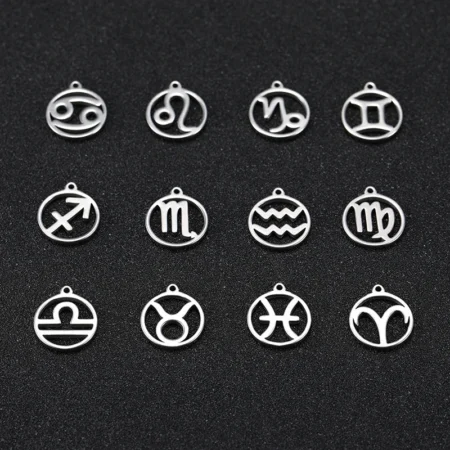 Skyrim Zodiac Floating Charms for Jewelry making Stainless Steel Leo Taurus Capricorn Scorpio Twelve Constellation Pendant