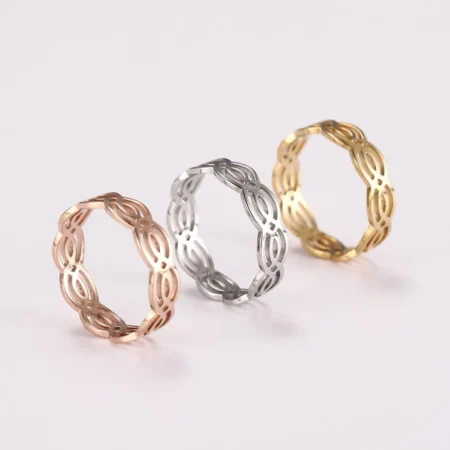 Skyrim Classic Waving Twisted Rings Stainless Steel Rose Gold Color Casual Finger Ring Jewelry Anniversary Gift for Women Girls