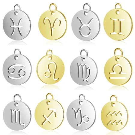 5 Pieces 12 Constellation Zodiac Signs Charm Wholesale 316 Stainless Steel AAAAA Quality Pendants DIY Jewelry Charms