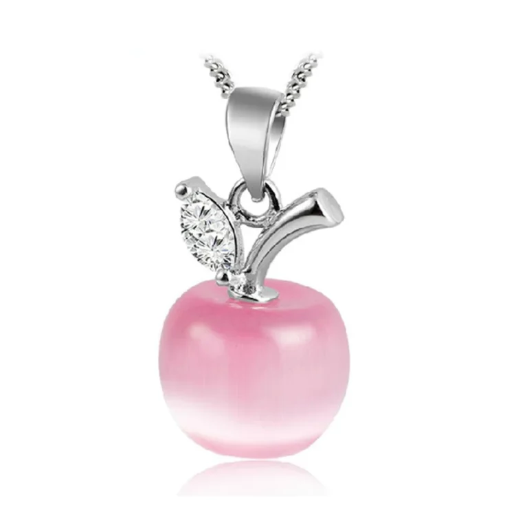 925 Sterling Silver Crystal Apple Elegant Fashion Vintage Link Chain Luxury Quality Fine Jewelry Gift Female Items