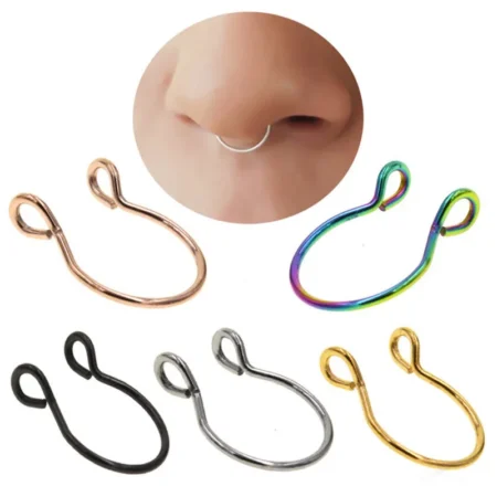 1pcs C Shaped Fake Nose Ring Hoop Septum Rings Stainless Steel Nose Piercing Fake Piercing Oreja Pircing Jewelry 2021 Hot New