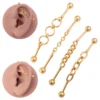 1pc Chain Industrial Piercing Stainless Steel Industrial Earrings Barbell Cartilage Stud Industrial Piercing Jewelry 16G