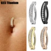 1PC Implant Grade G23 Titanium Cz Belly Button Ring Septum Ring Clicker Belly Clip Navel Ring Curved Barbell Piercing Jewelry