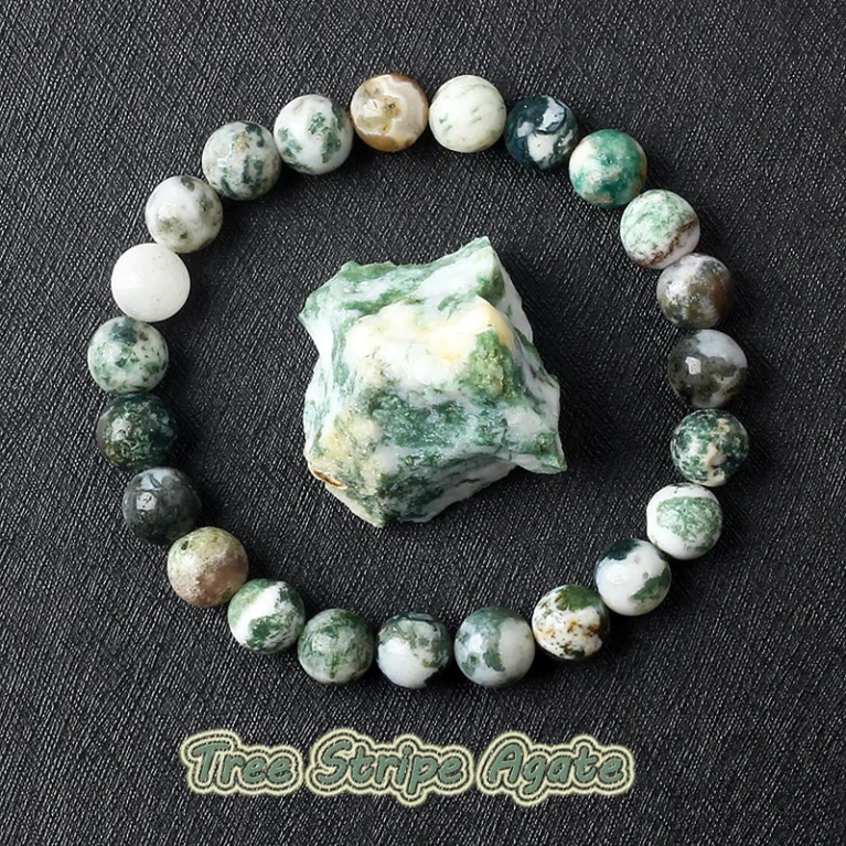 8MM Tree Patterned Agates Beads Bracelet Woman Real Natural Moss Agates Bracelets Man Energy Stones For Healing Fengshui Jewelry