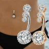 Zircon Crystal Belly Button Rings for Women Nombril Ombligo Navel Ring Surgical Steel Barbell Heart Round Body Piercing Jewelry