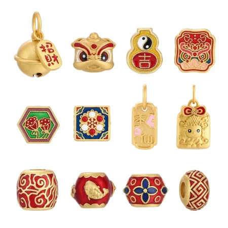 Bell Chinese Lion Dance Drum Dragonfly Watermelon Gold Color Charm for Jewelry Making Supplies Diy Necklace Earring Bracelet