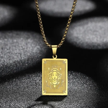 Zodiac Sign Virgo Pendant Necklace for Women Men 12 Constellation Jewelry Steel Choker Charm Chain Birthday Gift Female Collar